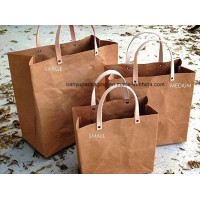 Washable Paper Bag Handbag Simple Style Reusable Kraft Grocery Bag